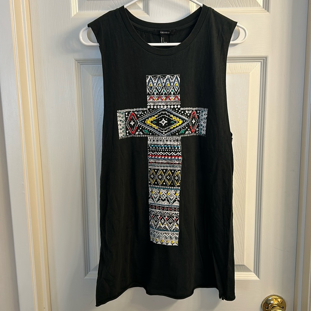 Embroidered cross women’s tank